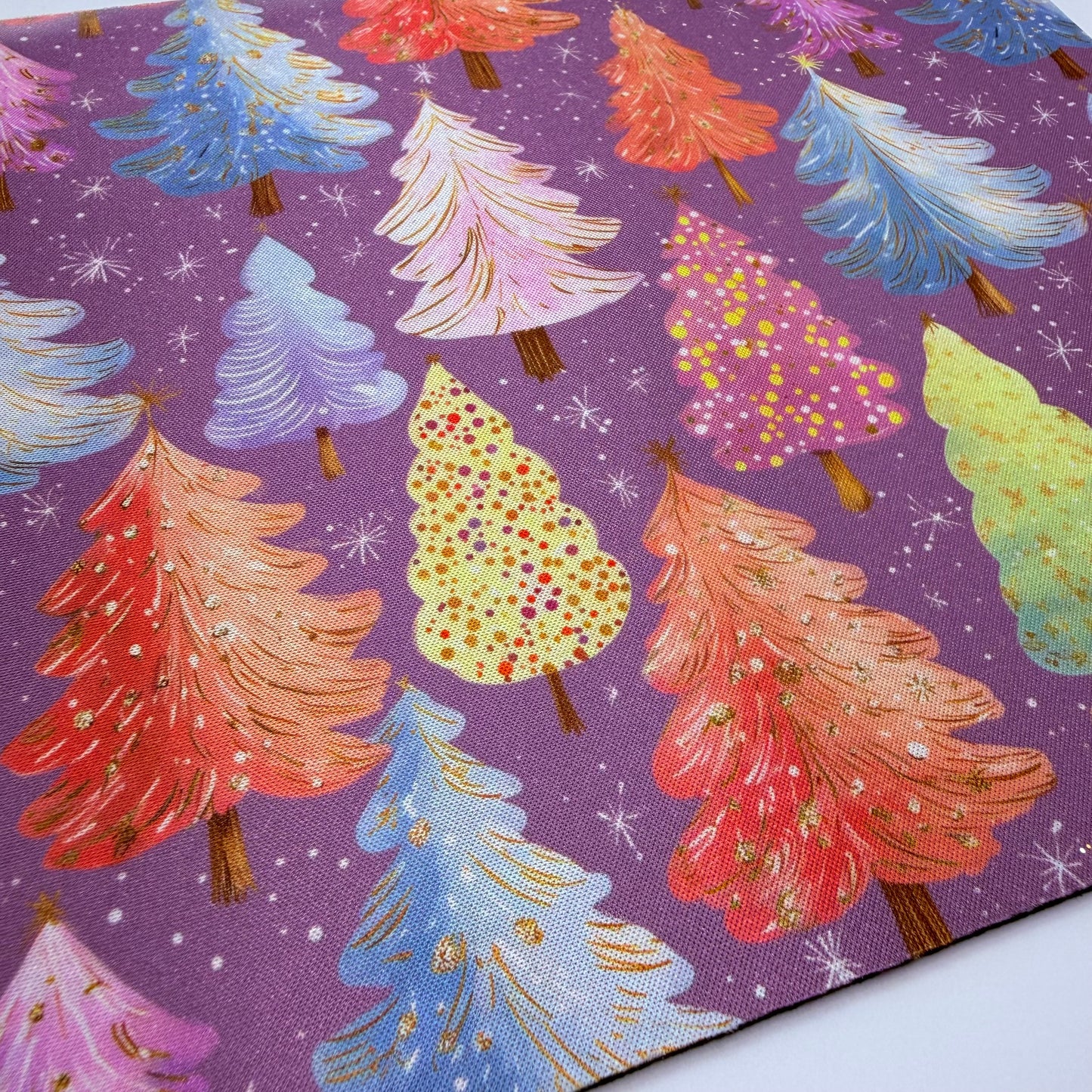 Colorful Trees Mouse Pad — “Whimsical Winter Vibes” – Vibrant Holiday Desk Mat