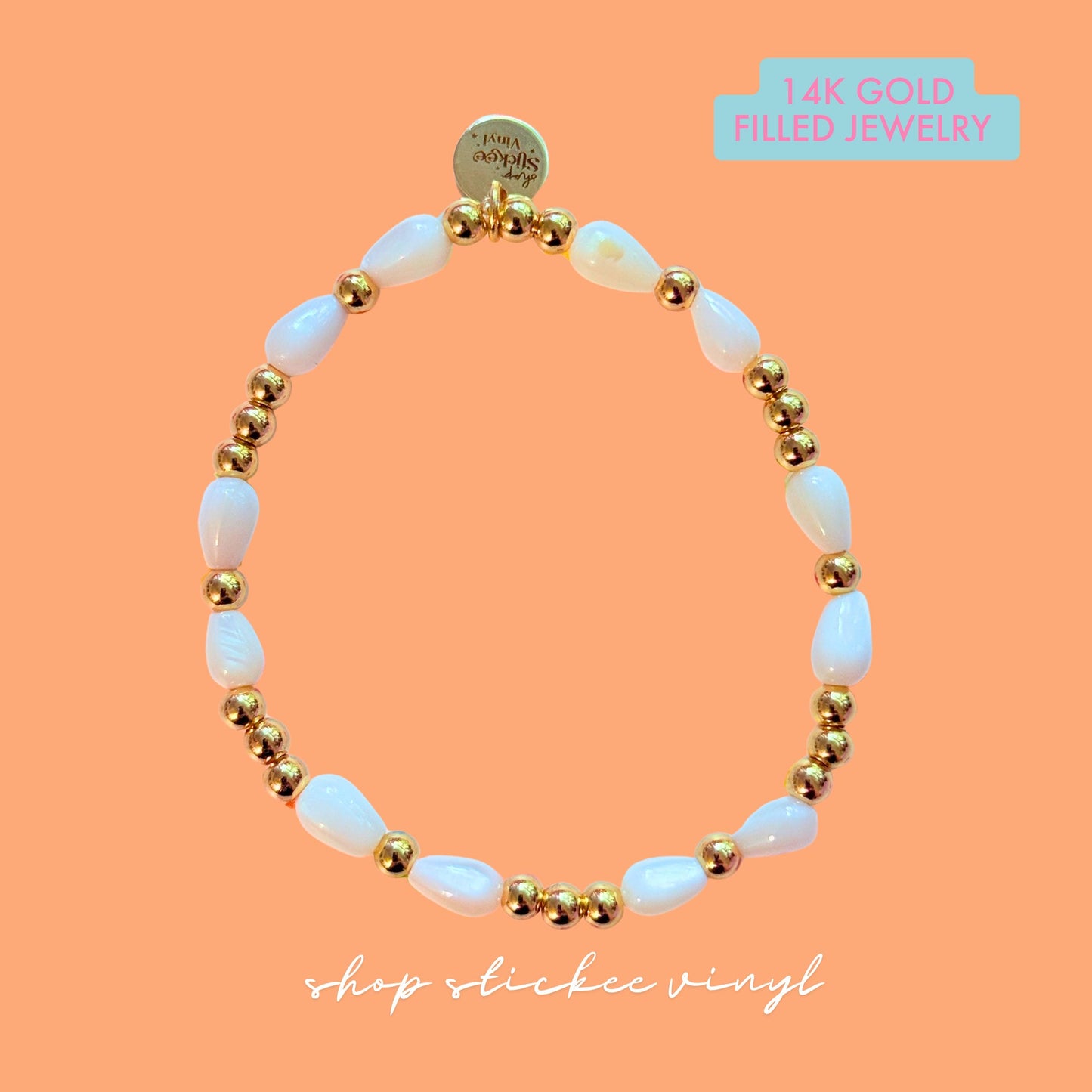 White Shell 14k Gold-Filled Beaded Bracelet
