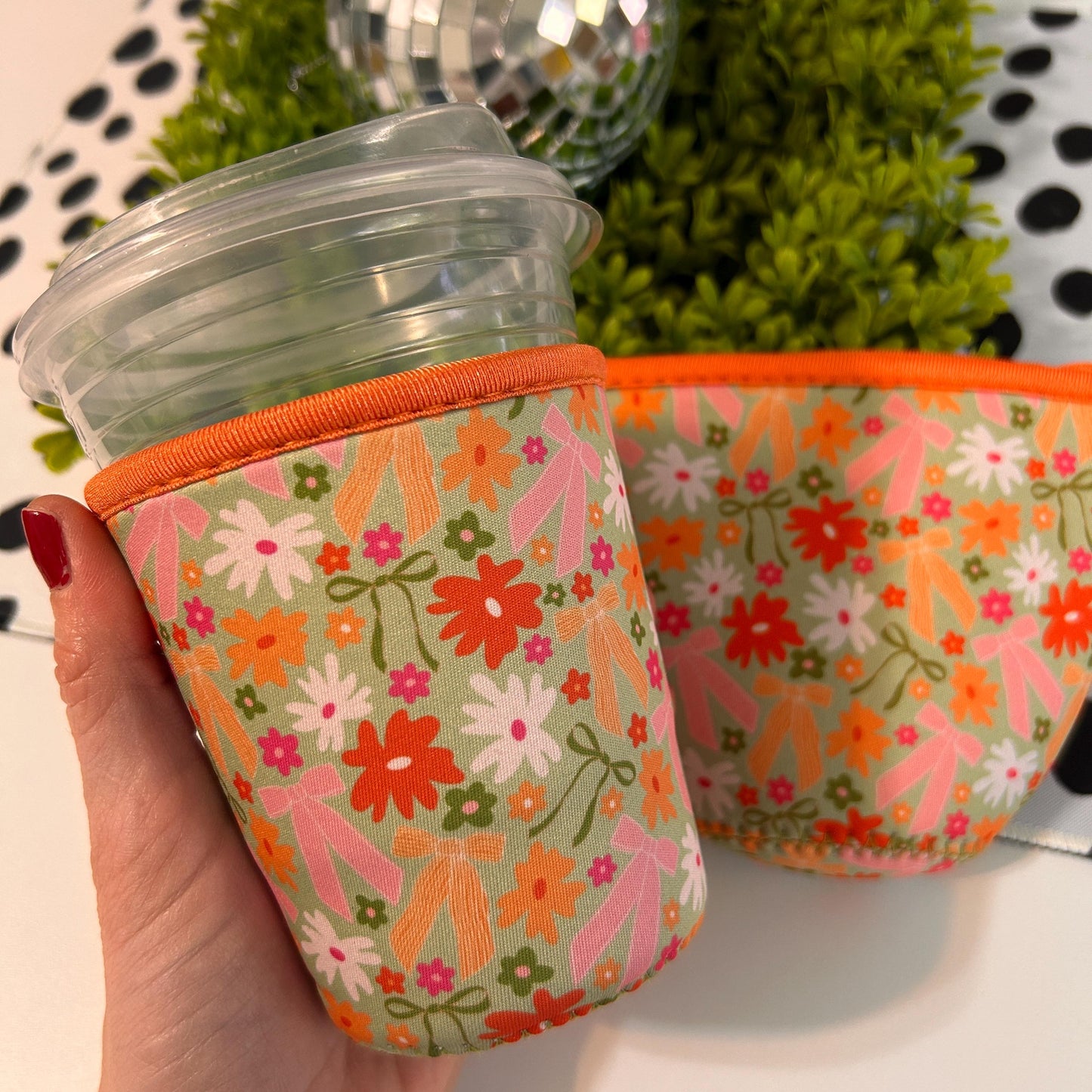 Coffee Cup Cover - Bows and Flowers