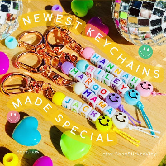 Personalized beaded keychain