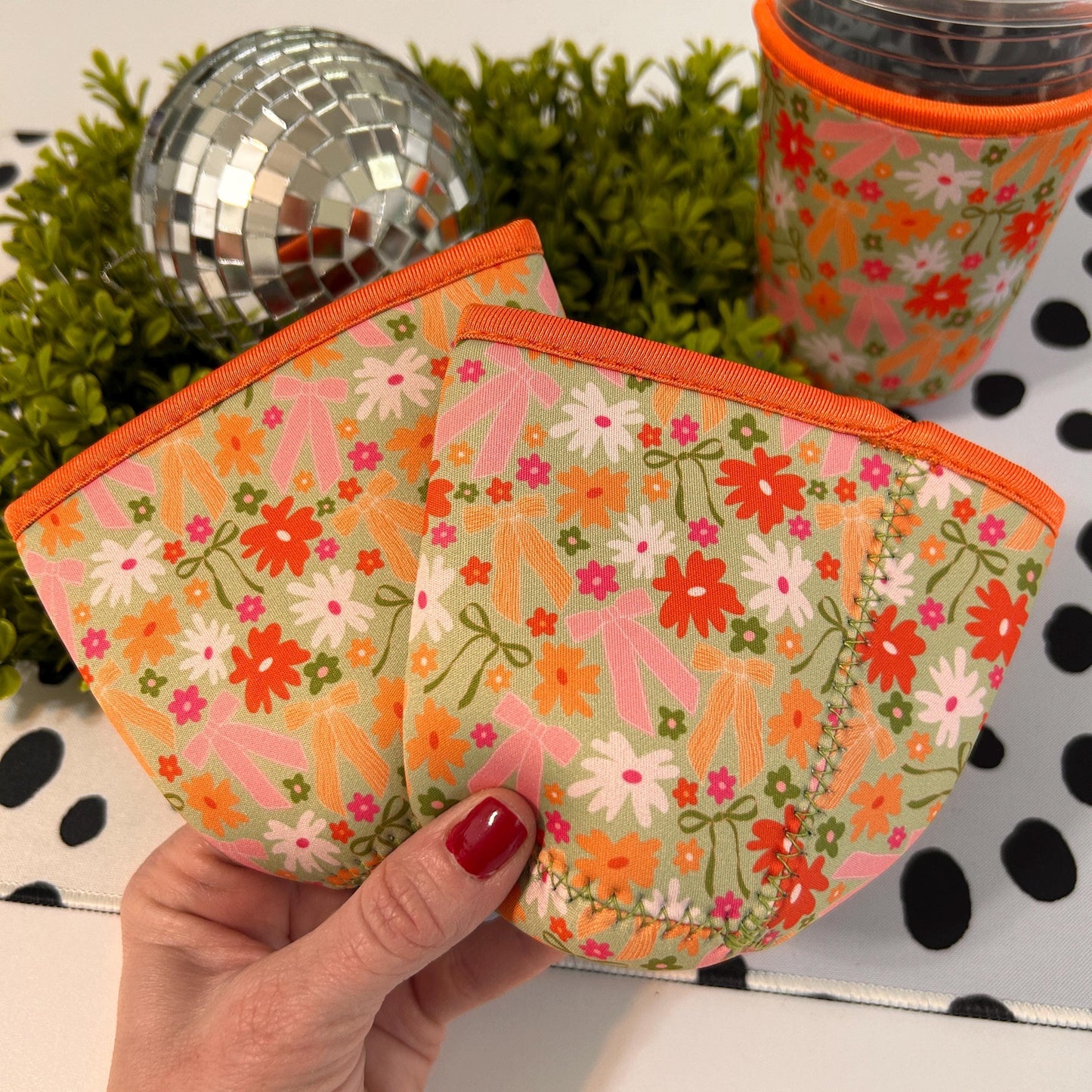 Coffee Cup Cover - Bows and Flowers