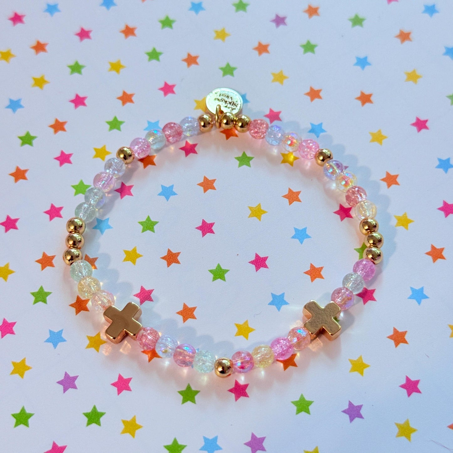 14k Gold-Filled Cross Beaded Bracelet
