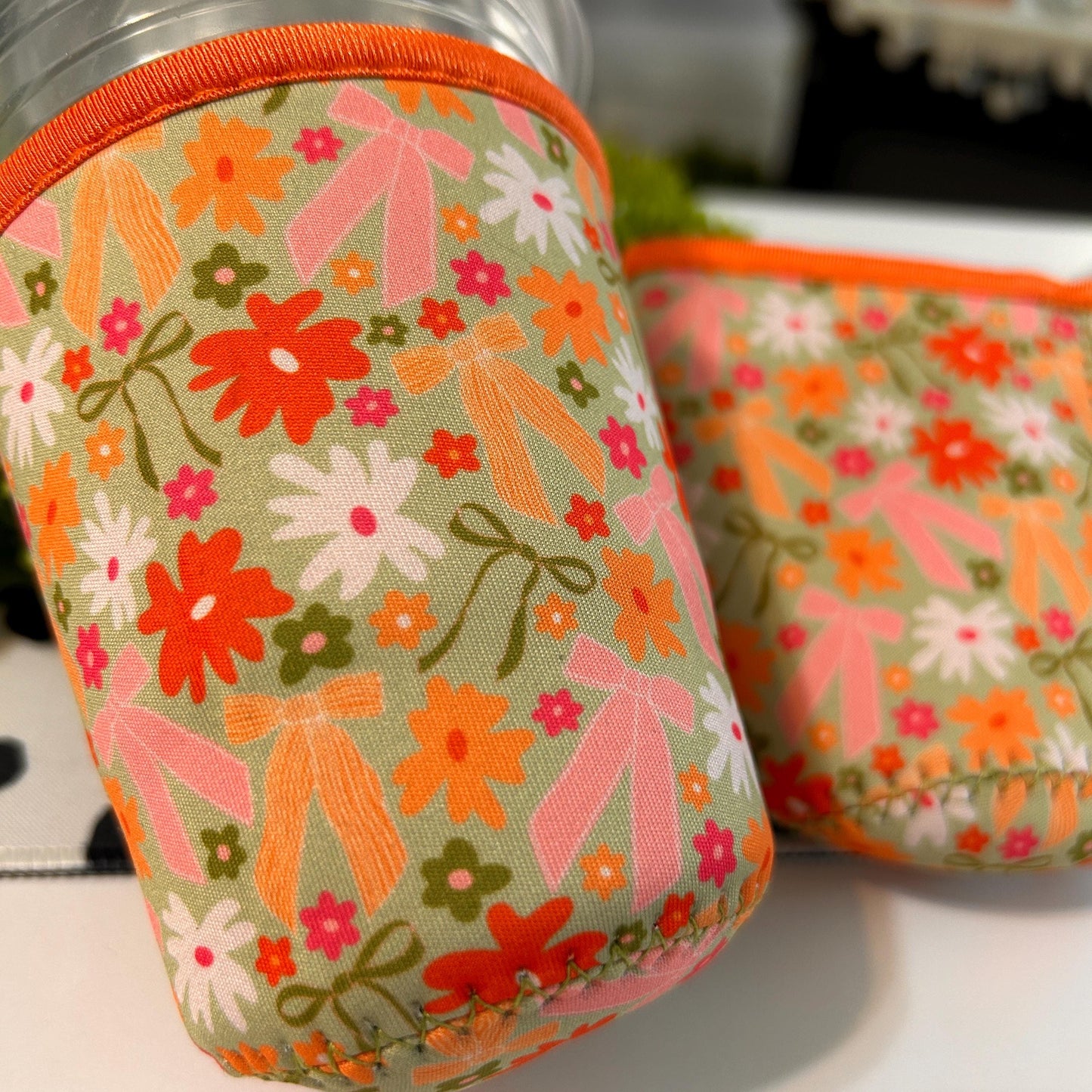 Coffee Cup Cover - Bows and Flowers