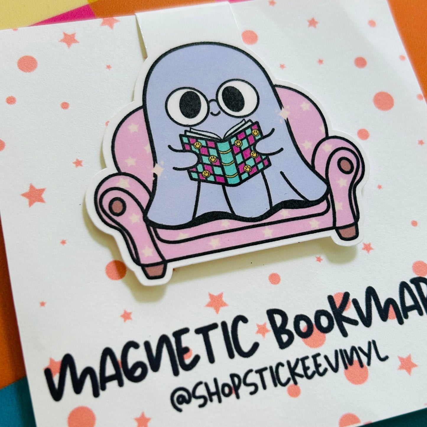 Groovy Ghost Reading Magnetic Bookmarks