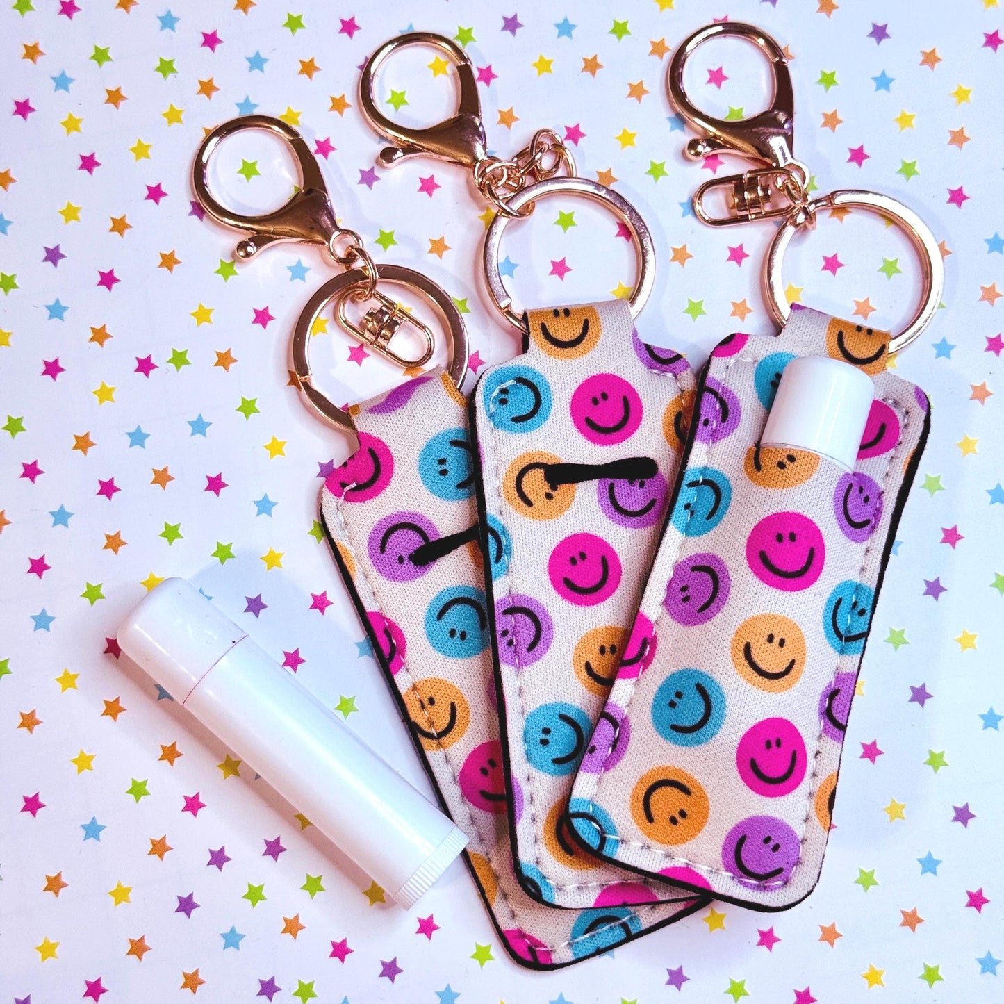 Lip Balm Keychain Holder - Happy Face