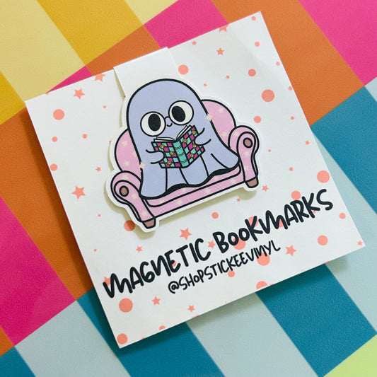 Groovy Ghost Reading Magnetic Bookmarks