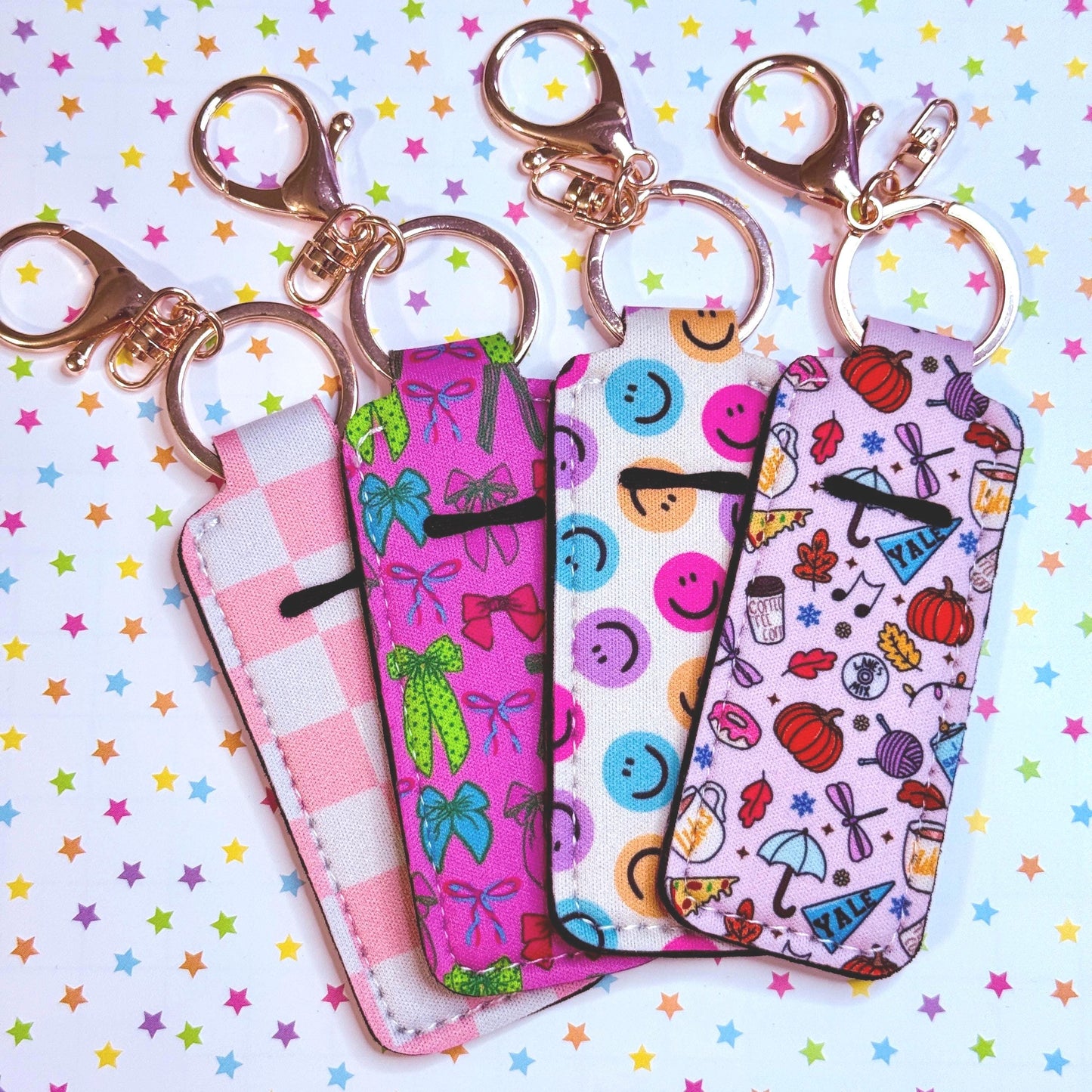Lip Balm Keychain Holder - Pink Checkered