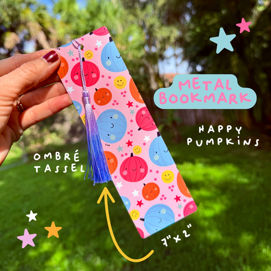 Happy Pumpkins Metal Bookmark