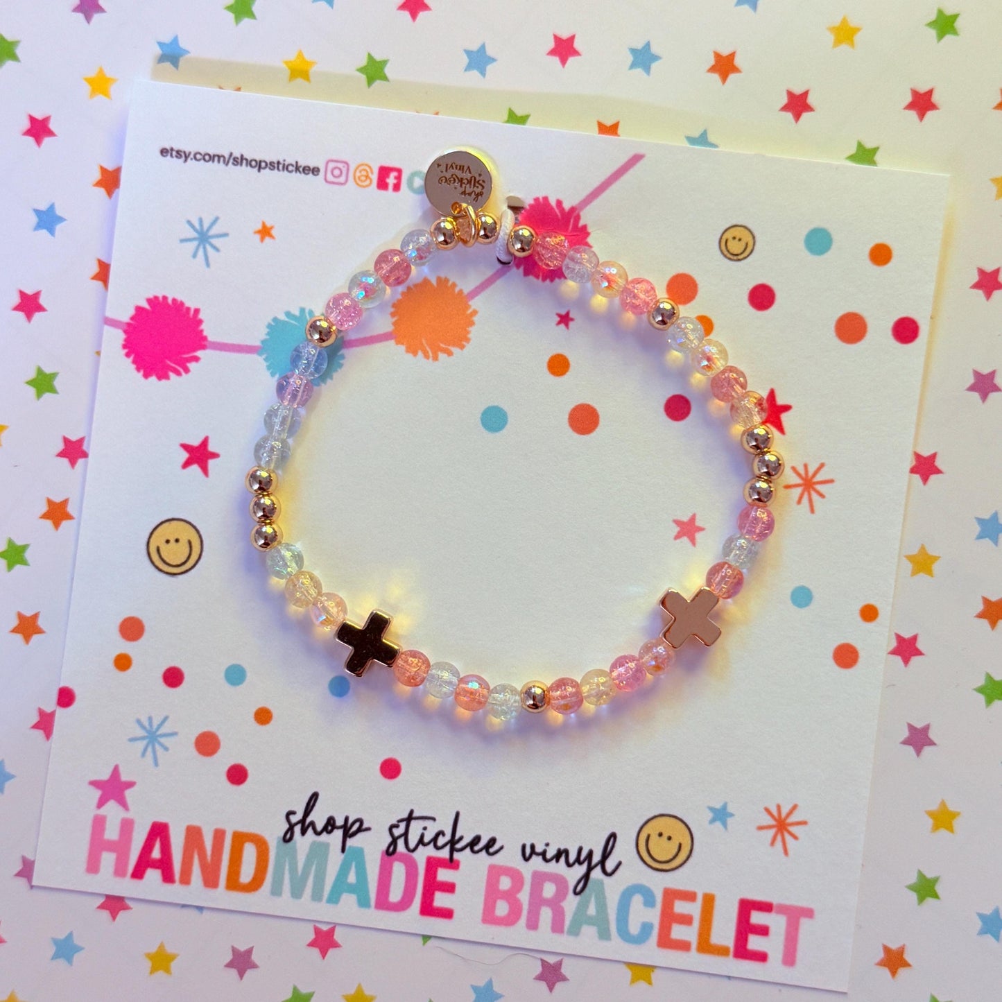 14k Gold-Filled Cross Beaded Bracelet