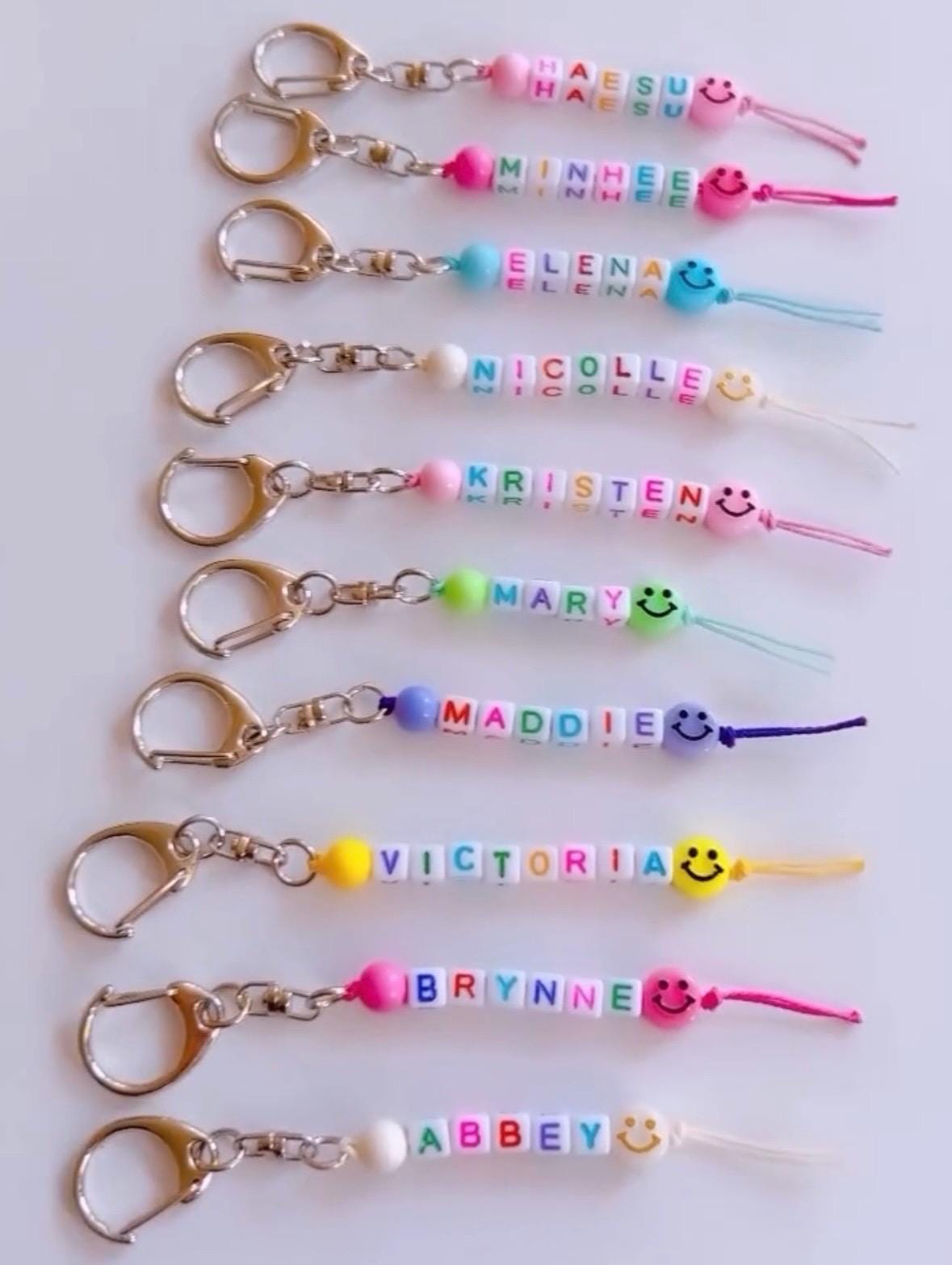 Personalized beaded keychain