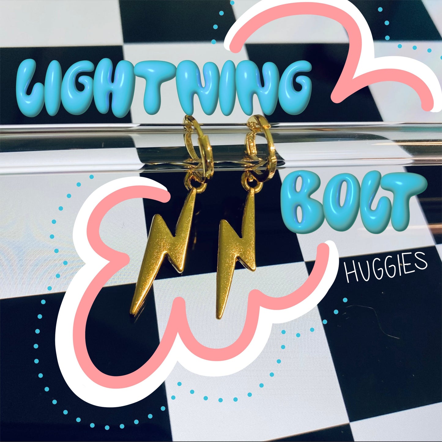 Gold Lightning Bolt Hoop Earrings