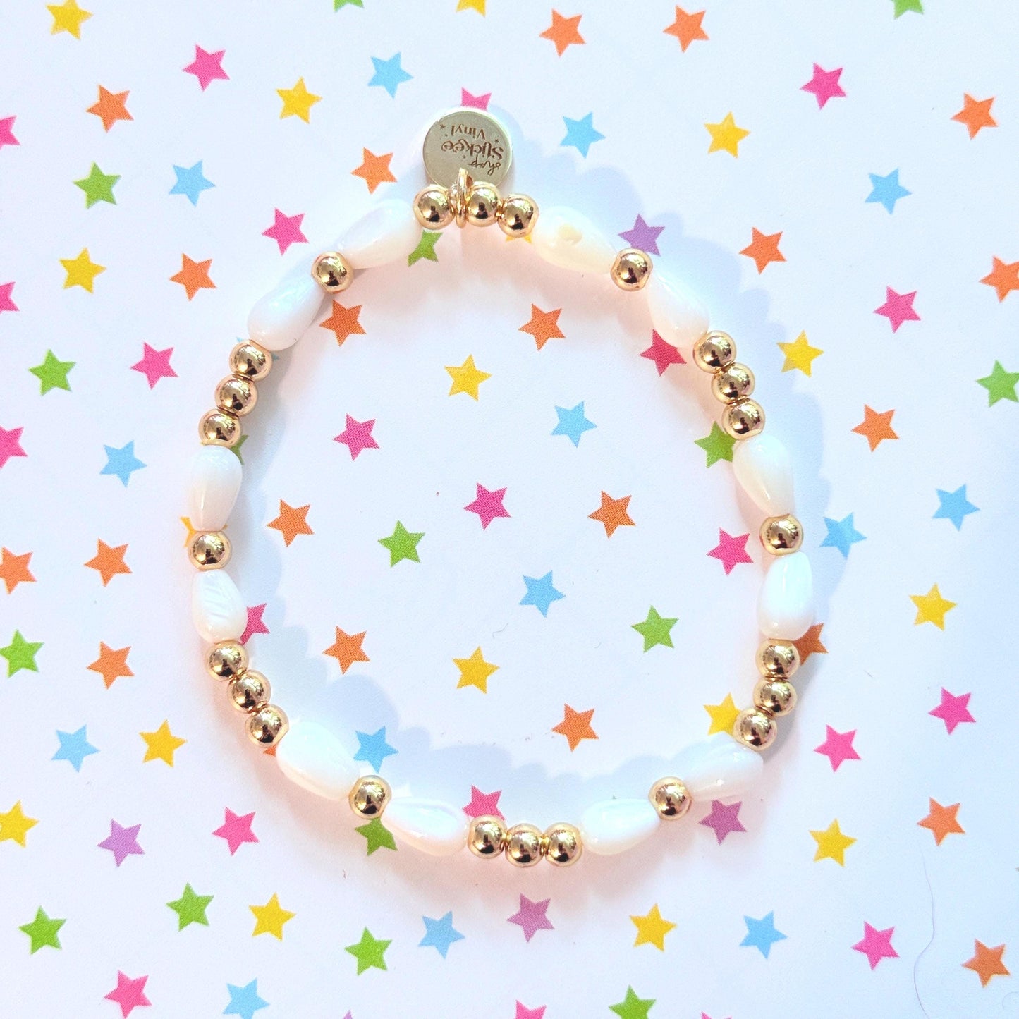 White Shell 14k Gold-Filled Beaded Bracelet