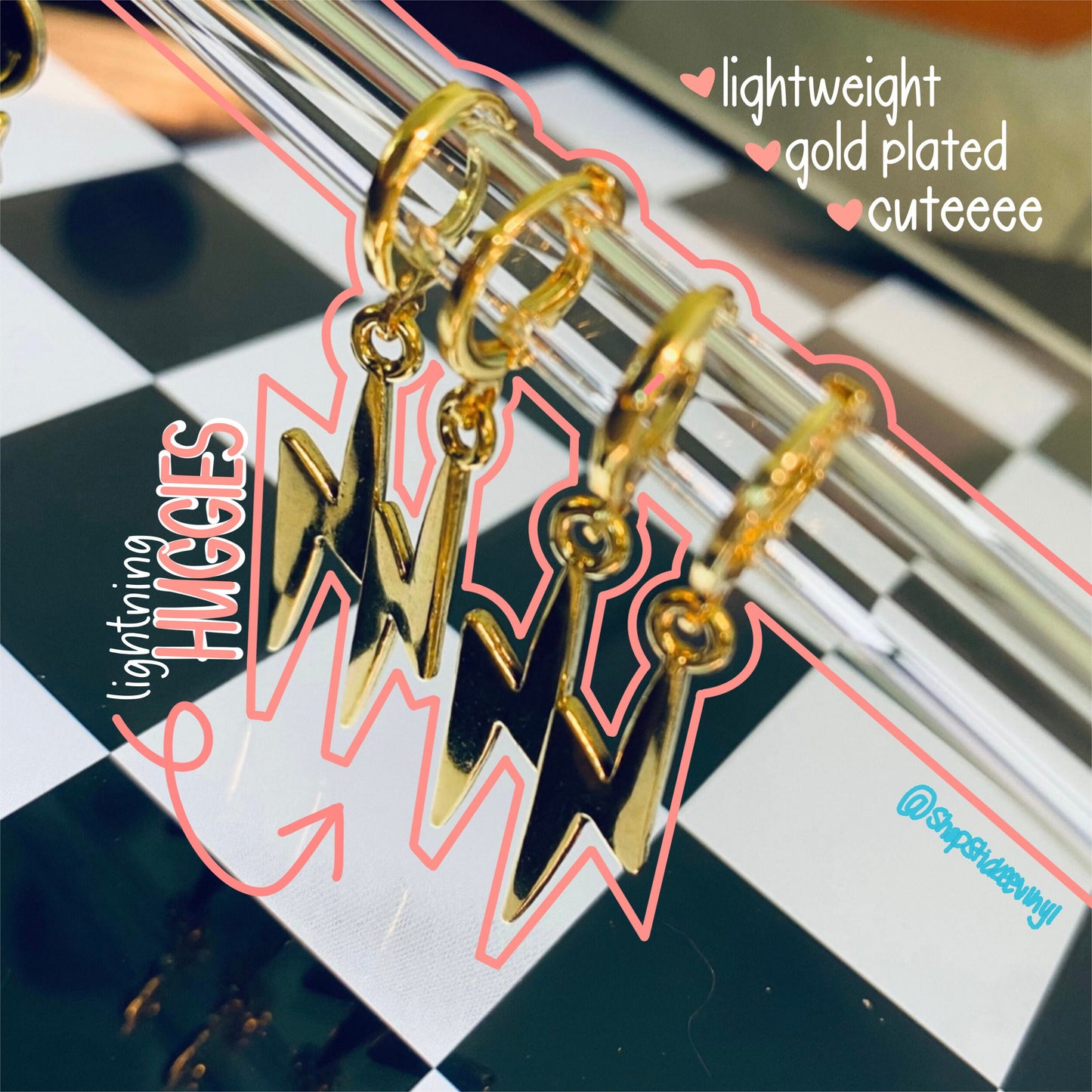 Gold Lightning Bolt Hoop Earrings