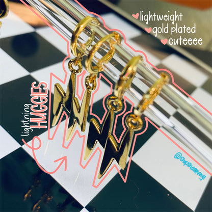 Gold Lightning Bolt Hoop Earrings