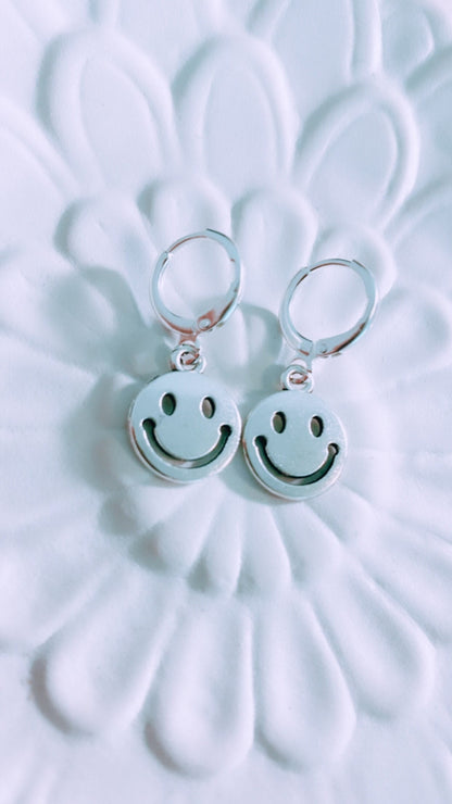 Happy Face Huggie Earrings