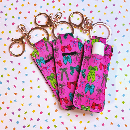 Lip Balm Keychain Holder - Bow Print
