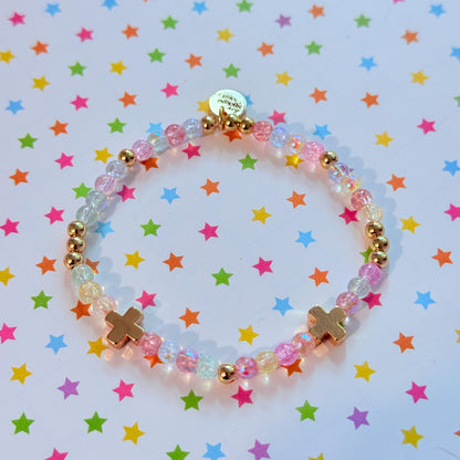 14k Gold-Filled Cross Beaded Bracelet
