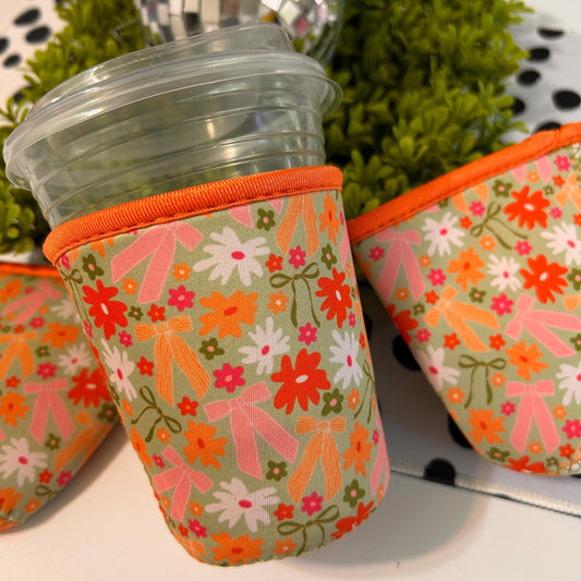 Coffee Cup Cover - Bows and Flowers