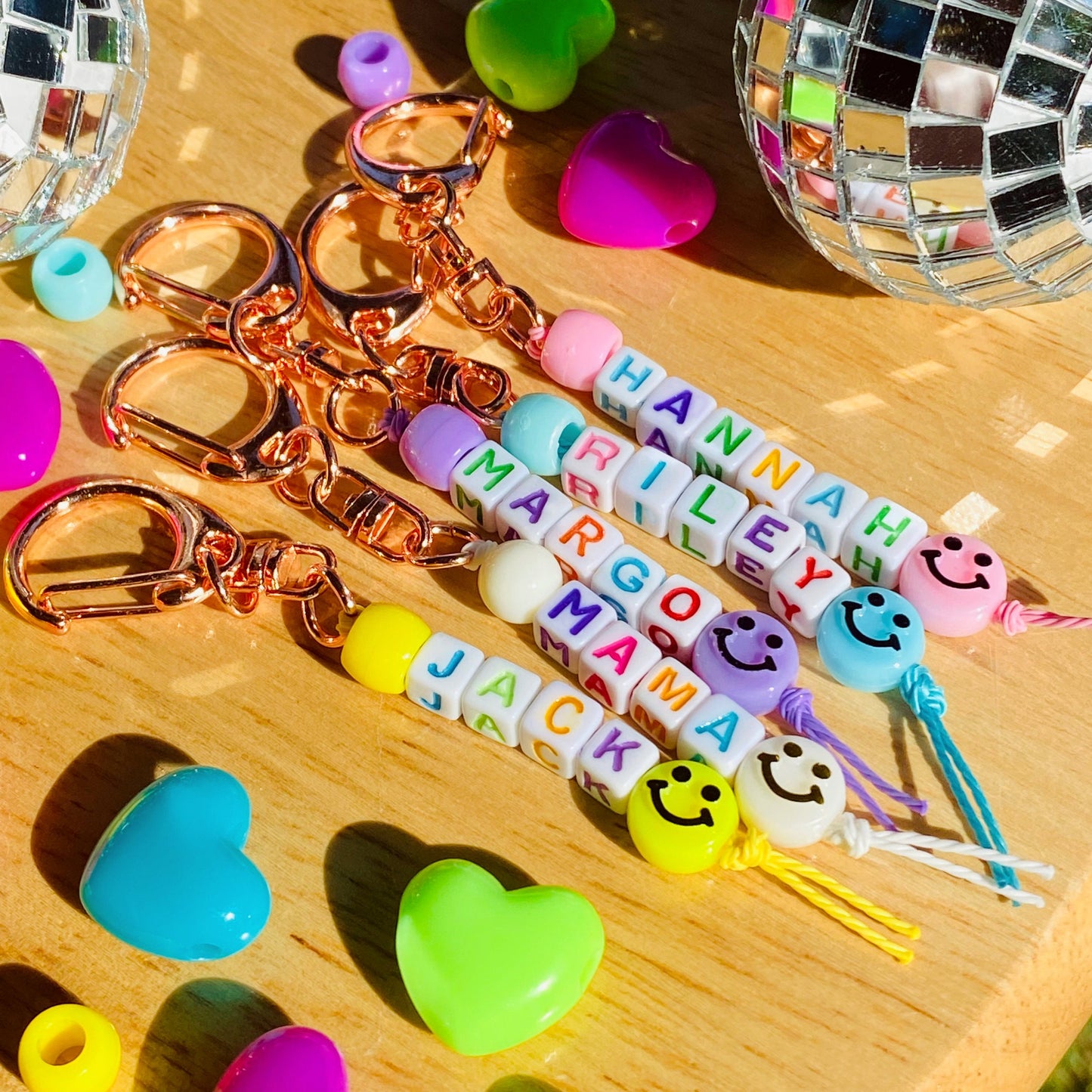 Personalized beaded keychain
