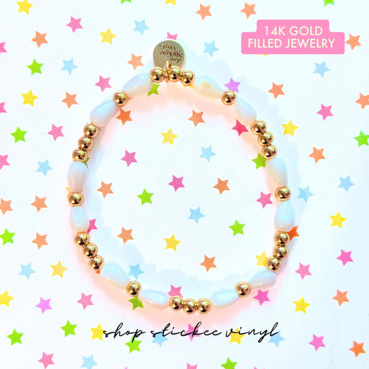 White Shell 14k Gold-Filled Beaded Bracelet