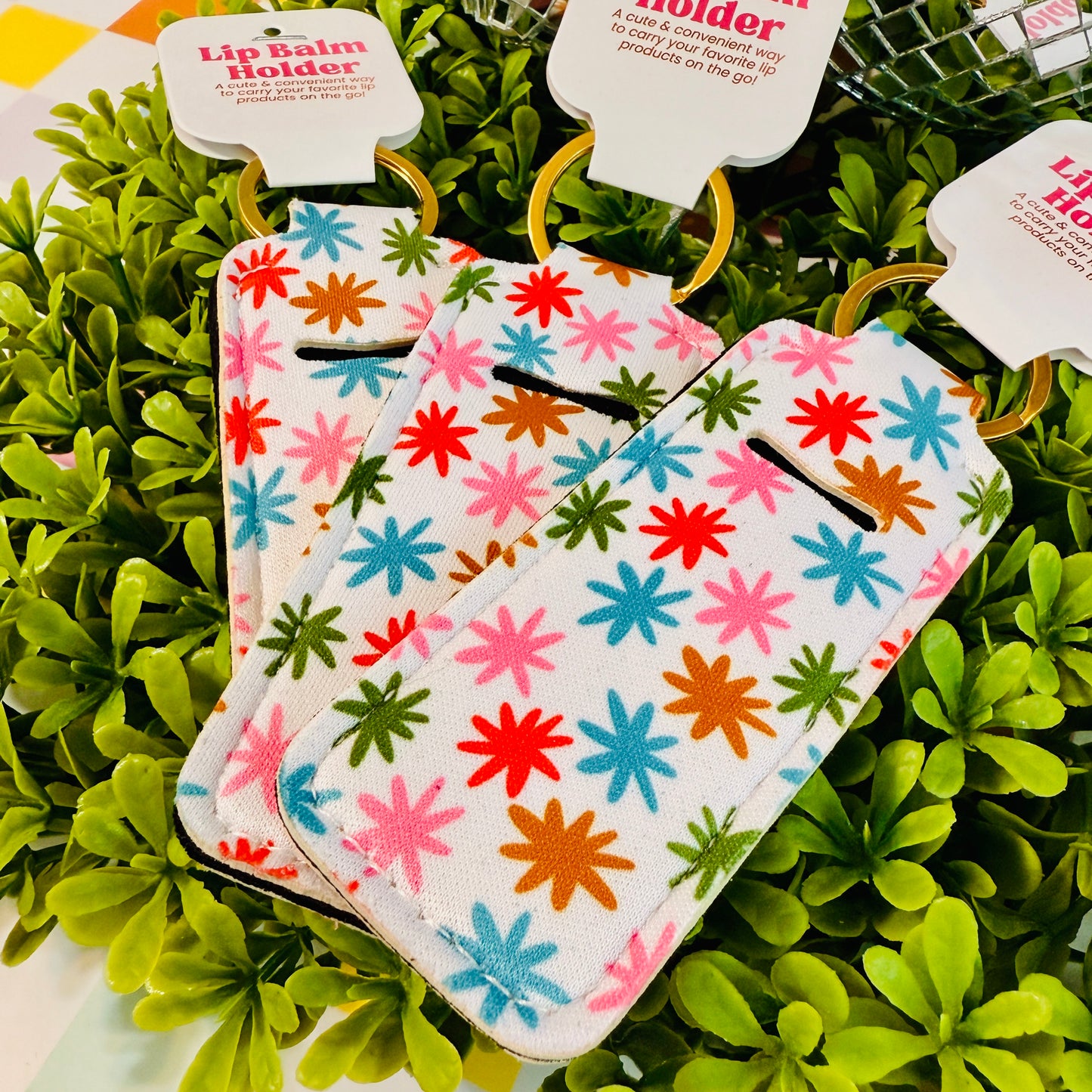 Starburst Lip Balm Holder Keychain