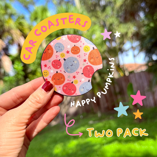 Happy Pumpkins Car Coasters – Two Pack