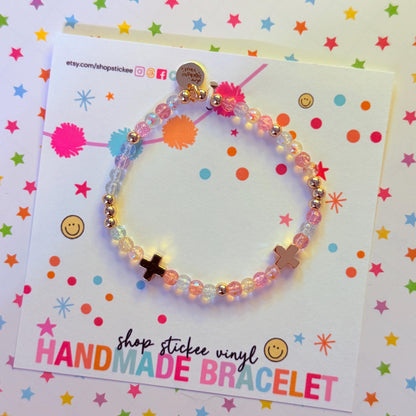 14k Gold-Filled Cross Beaded Bracelet