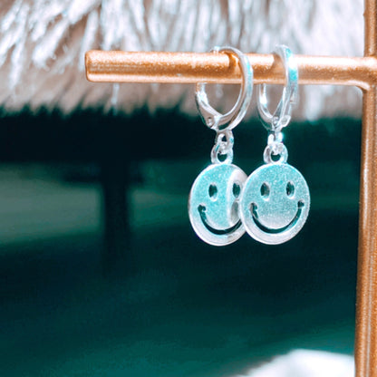 Happy Face Huggie Earrings