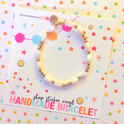 White Shell 14k Gold-Filled Beaded Bracelet