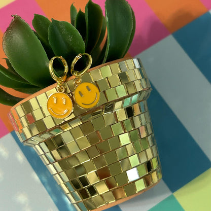 Colorful Happy Face Hoop Earrings