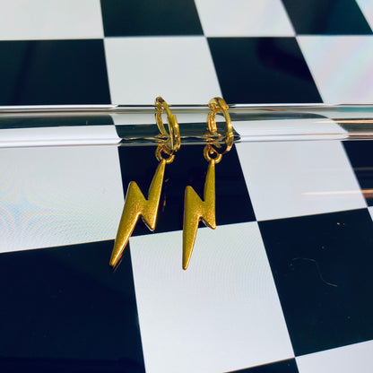 Gold Lightning Bolt Hoop Earrings