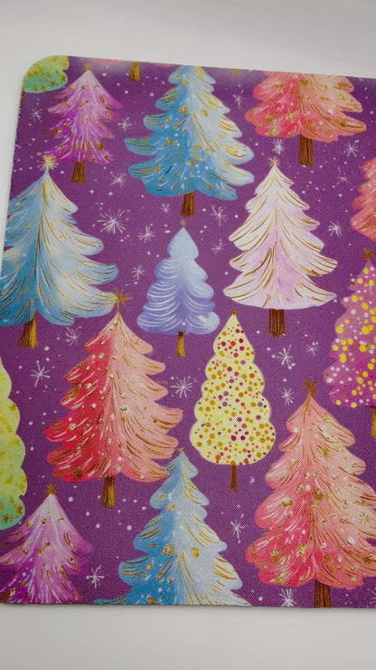 Colorful Trees Mouse Pad — “Whimsical Winter Vibes” – Vibrant Holiday Desk Mat